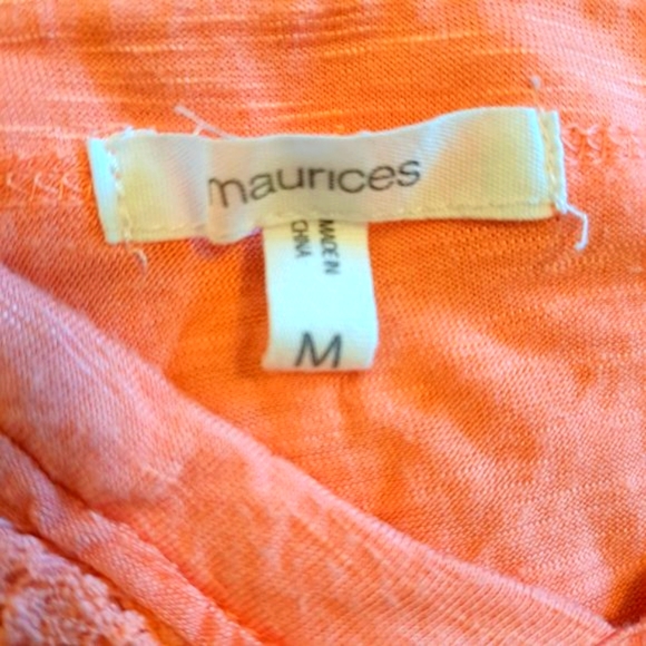 Maurices Coral Peach Ruffle Henley Top Tee Size Medium - Picture 5 of 6